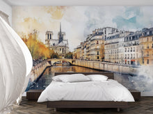 Load image into Gallery viewer, Paris Wall Mural Notre Dame Cathedral 3D Wallpaper – Elegant Parisian Wall Decor For Bedroom Or Living Room – Modern Stylish Home Gift Idea