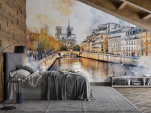 Load image into Gallery viewer, Paris Wall Mural Notre Dame Cathedral 3D Wallpaper – Elegant Parisian Wall Decor For Bedroom Or Living Room – Modern Stylish Home Gift Idea