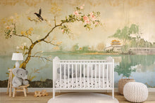 Load image into Gallery viewer, Elegant Asian Style Wallpaper Mural With Blossoming Tree And Bird Design | 3D Scenic Wall Decor For Nursery, Bedroom, Living Room, Stylish