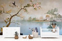 Load image into Gallery viewer, Elegant Asian Style Wallpaper Mural With Blossoming Tree And Bird Design | 3D Scenic Wall Decor For Nursery, Bedroom, Living Room, Stylish