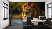 Load image into Gallery viewer, Lion Wall Mural Wallpaper – Majestic 3D Jungle Safari Decor for Living Room, Bedroom, Kids Room – Bold Animal Wall Art, Modern Home Decor