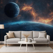 Load image into Gallery viewer, Galaxy Space Wallpaper 3D Wall Mural – Modern Cosmic Universe Wall Decor for Bedroom, Kids Room, Office – Stylish Outer Space