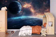 Load image into Gallery viewer, Galaxy Space Wallpaper 3D Wall Mural – Modern Cosmic Universe Wall Decor for Bedroom, Kids Room, Office – Stylish Outer Space