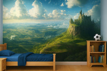 Load image into Gallery viewer, Fantasy Castle Wallpaper Mural | 3D Scenic Wall Decor for Kids Bedroom or Living Room | Magical Landscape Wall Art for Stylish Wall