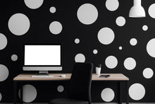 Load image into Gallery viewer, Black and White Dot Wall Mural – Minimal Modern Polka Dot Wallpaper, Bold Geometric Accent Wall for Office or Home Vn853