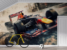 Load image into Gallery viewer, Formula 1 Racing Car Wall Mural – Speed Track Wallpaper for Boys Bedroom &amp; Game Room Vn875