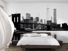 Load image into Gallery viewer, Brooklyn Bridge Wall Mural – NYC Skyline Black White Wallpaper, Modern City Art Vn886