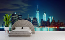 Load image into Gallery viewer, NYC Night Skyline Wall Mural – Manhattan City Lights Wallpaper Vn891