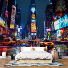 Load image into Gallery viewer, Times Square Wall Mural – NYC Night City Taxi Lights Wallpaper, Abstract Wallpaper Vn901