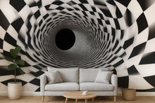 Load image into Gallery viewer, Black White 3D Tunnel Wall Mural – Optical Illusion Wallpaper Vn909