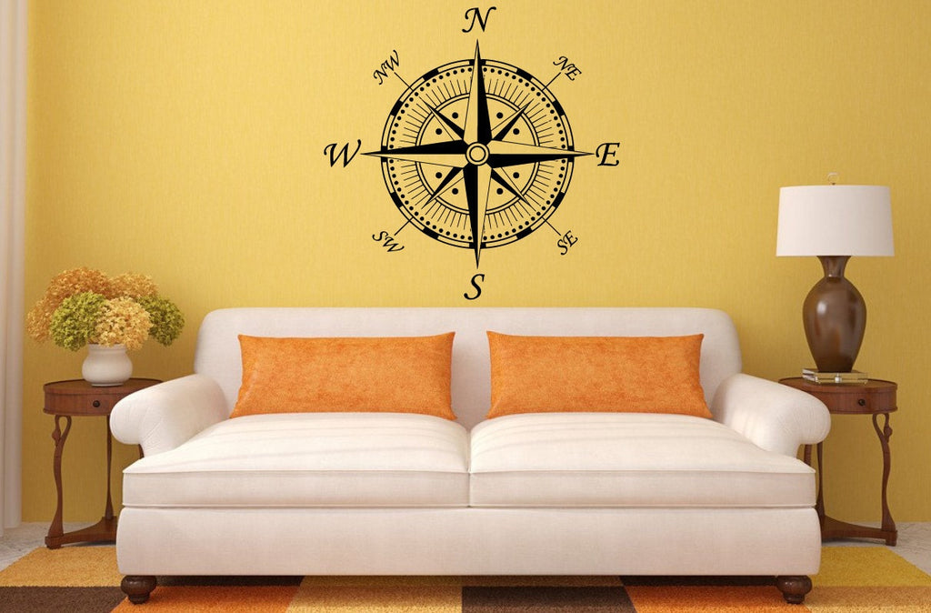 Compass Navigation Design Interior Wall Graphic Decal Sticker Vinyl Mural Leaving Bedroom Room Home Decor FREE SHIPPING L194