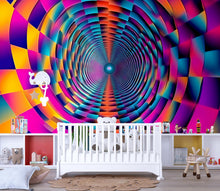 Load image into Gallery viewer, Psychedelic Spiral Wall Mural – Neon 3D Optical Illusion Kids Room Wallpaper Vn915