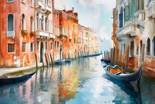 Load image into Gallery viewer, Venice Canal Gondola Wall Mural – Watercolor Italy Wallpaper Vn919