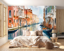 Load image into Gallery viewer, Venice Canal Gondola Wall Mural – Watercolor Italy Wallpaper Vn919