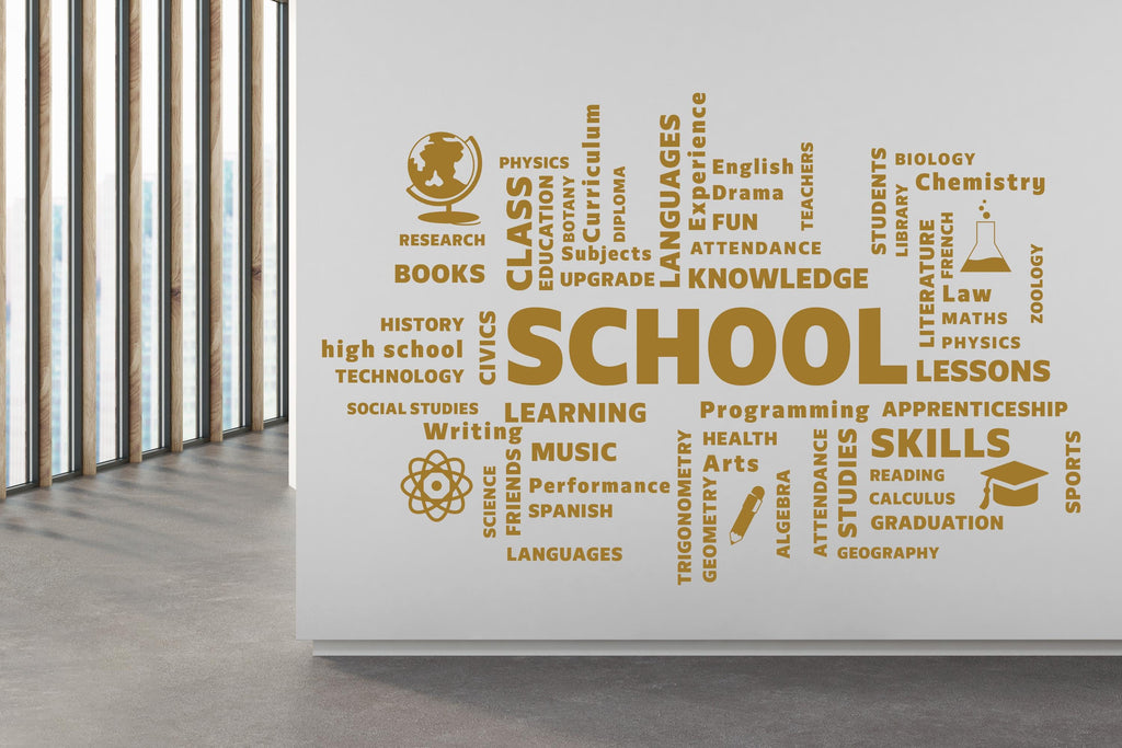 School vinyl wall art decals, School wall decor, library wall decal, education decals, reading room, nurseries, kids gifts decal 853RS
