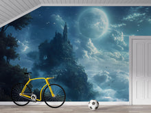 Load image into Gallery viewer, Moonlit Fantasy Castle Wallpaper – 3D Wall Mural For Kids Room, Boys Bedroom Decor, Magical Night Sky Wall Art, Dreamy Nursery Wallpaper