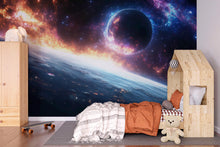 Load image into Gallery viewer, 3D Galaxy Planet Wallpaper For Bedroom Or Living Room | Cosmic Wall Mural Space Decor | Modern Bold Kids Room Wall Art | Stylish Gift