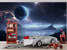 Load image into Gallery viewer, Galaxy Planet 3D Wallpaper For Kids Room | Outer Space Wall Mural | Modern Boys Bedroom Decor | Stylish Cosmic Wall Art | Astronomy Gift
