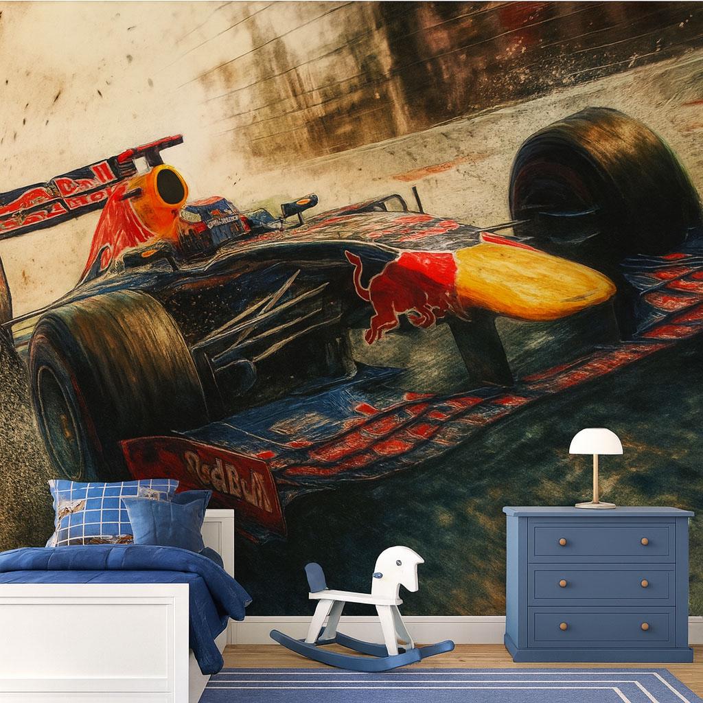 Formula 1 Racing Car 3D Wallpaper For Bedroom Living Room Boys Room Sports Wall Decor Modern Bold Wall Mural Motorsport Car Lover Gift