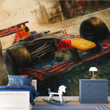 Load image into Gallery viewer, Formula 1 Racing Car 3D Wallpaper For Bedroom Living Room Boys Room Sports Wall Decor Modern Bold Wall Mural Motorsport Car Lover Gift