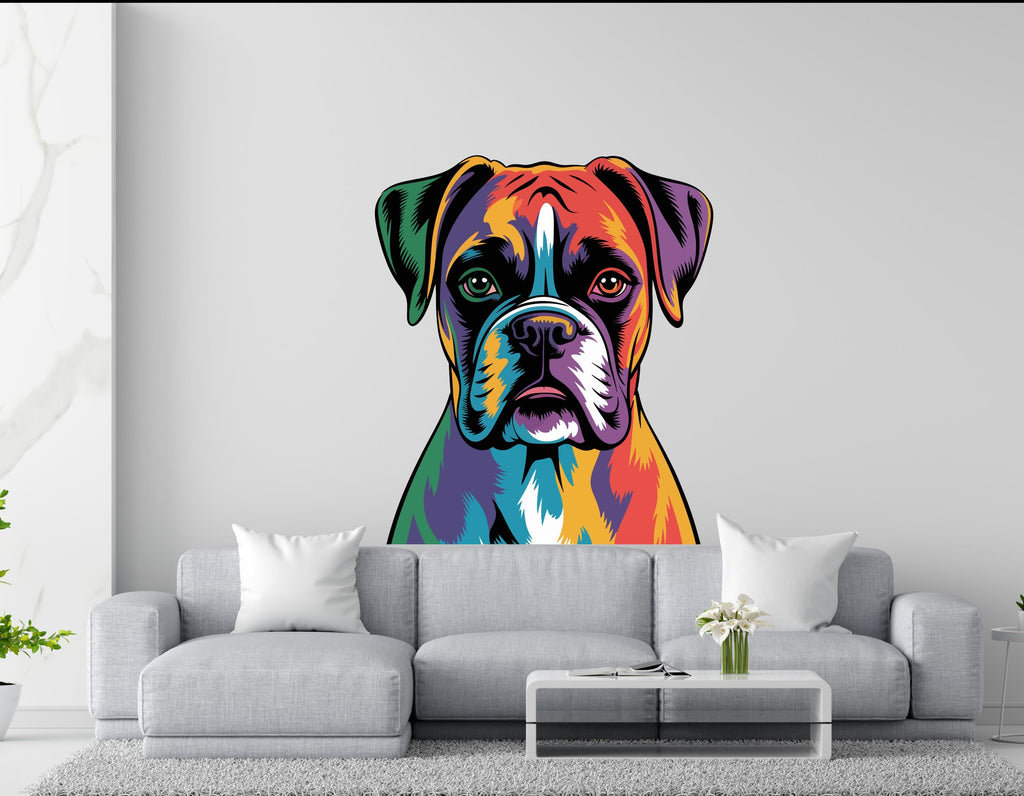 Boxer Dog wall decal Dog decor Dog kids Dog wall art Decal Dog Lover Animals Dog Wall Bathroom Wall Decals Stickers Vinyl 129DE