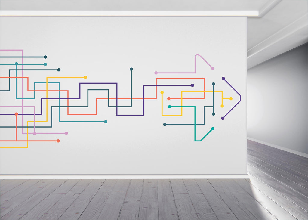 Circuit Arrow Technology Vinyl Wall Art Decal, Circuit Board Wall Decal, Office Wall Decor, Business Wall Sticker, Computer It Decor 855RS