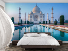 Load image into Gallery viewer, Taj Mahal Wallpaper – 3D Wall Mural with Water Reflection of Iconic Indian Landmark – Bold Modern Stylish Wall Decor Gift for Travel Lovers