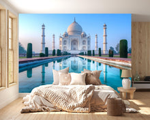 Load image into Gallery viewer, Taj Mahal Wallpaper – 3D Wall Mural with Water Reflection of Iconic Indian Landmark – Bold Modern Stylish Wall Decor Gift for Travel Lovers