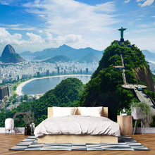 Load image into Gallery viewer, Rio de Janeiro Christ the Redeemer Wallpaper – 3D Wall Mural with City Skyline and Bay View – Bold Modern Stylish Wall Decor Gift