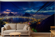 Load image into Gallery viewer, Rio de Janeiro Night Skyline Wallpaper – 3D Wall Mural with Sugarloaf Cable Car &amp; City Lights – Bold Modern Stylish Wall Decor Gift