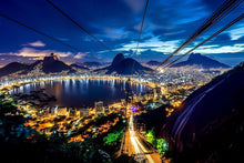 Load image into Gallery viewer, Rio de Janeiro Night Skyline Wallpaper – 3D Wall Mural with Sugarloaf Cable Car &amp; City Lights – Bold Modern Stylish Wall Decor Gift