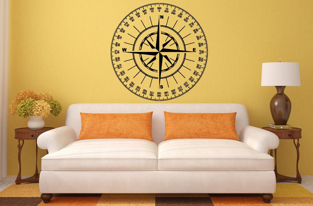Compass Navigation Design Interior Wall Graphic Decal Sticker Vinyl Mural Leaving Bedroom Room Home Decor FREE SHIPPING L195