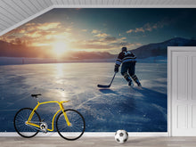 Load image into Gallery viewer, Ice Hockey Wall Mural Wallpaper | 3D Sports Room Decor | Boys Bedroom Hockey Rink Wall Art | Modern Bold Wallpaper Gift for Hockey Fans
