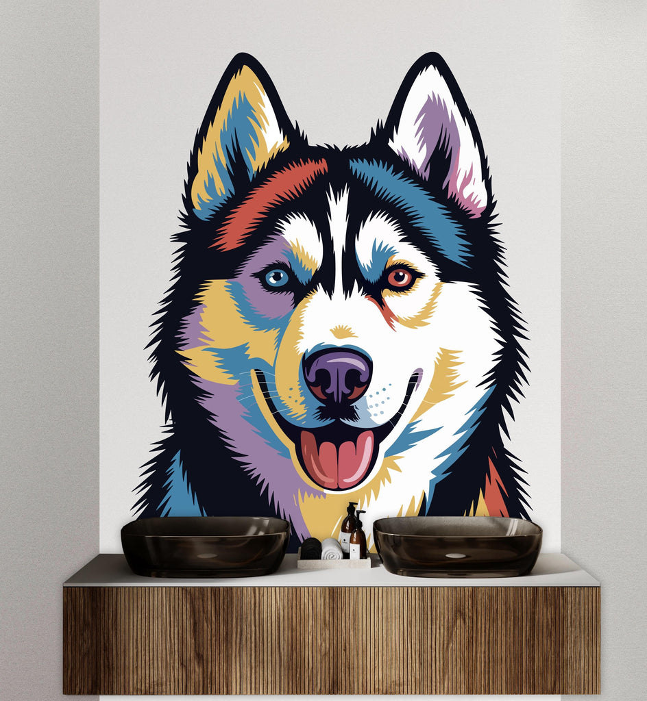 Husky Dog wall decal Dog decor Dog kids Dog wall art Decal Dog Lover Animals Dog Wall Bathroom Wall Decals Stickers Vinyl 133DE