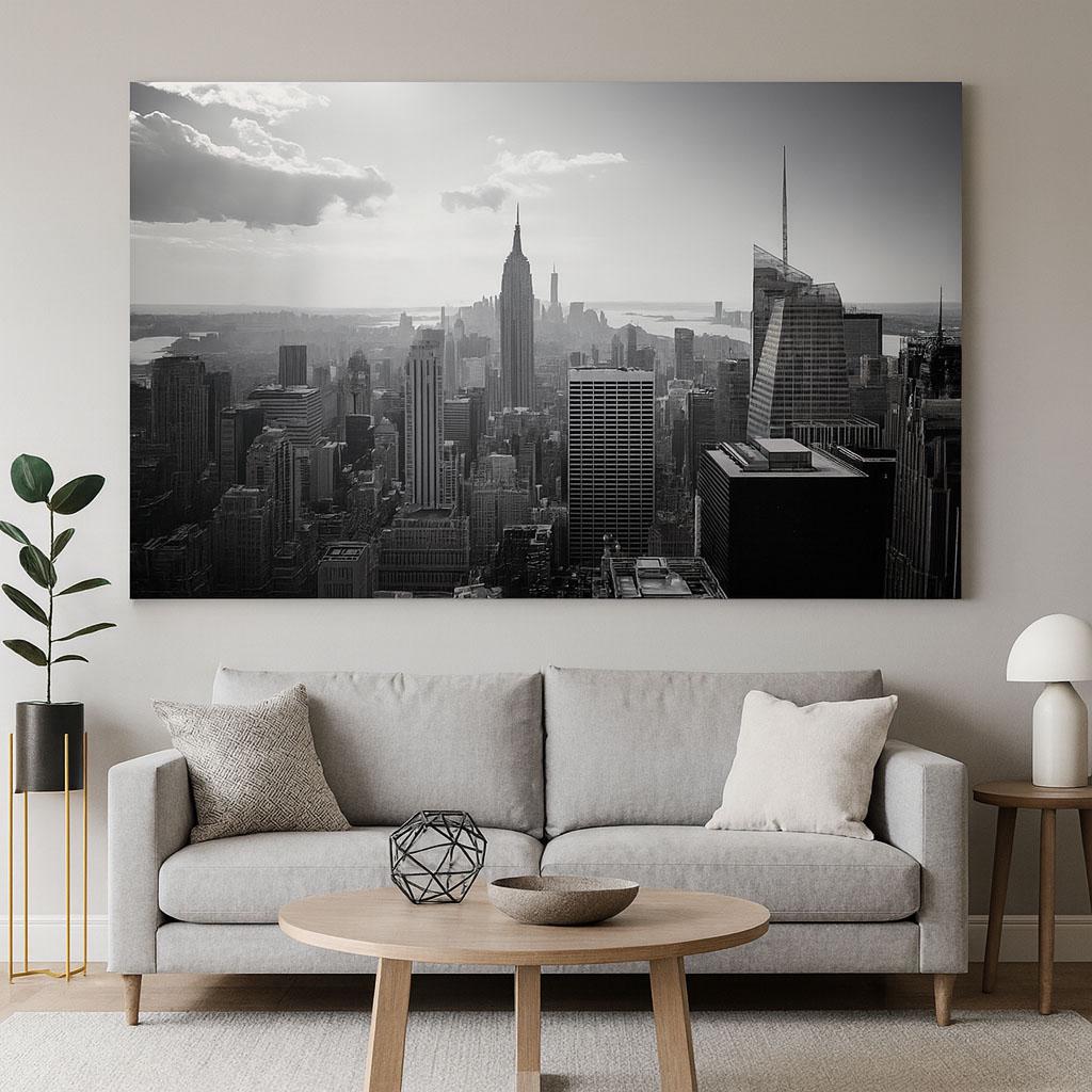 Black And White New York City Skyline Wallpaper – Modern Office Wall Mural, 3D Cityscape Wall Decor, Empire State Building Urban City Wall