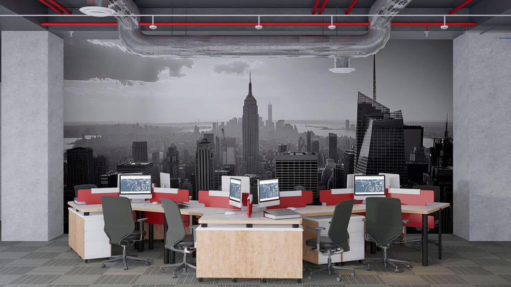 Black And White New York City Skyline Wallpaper – Modern Office Wall Mural, 3D Cityscape Wall Decor, Empire State Building Urban City Wall