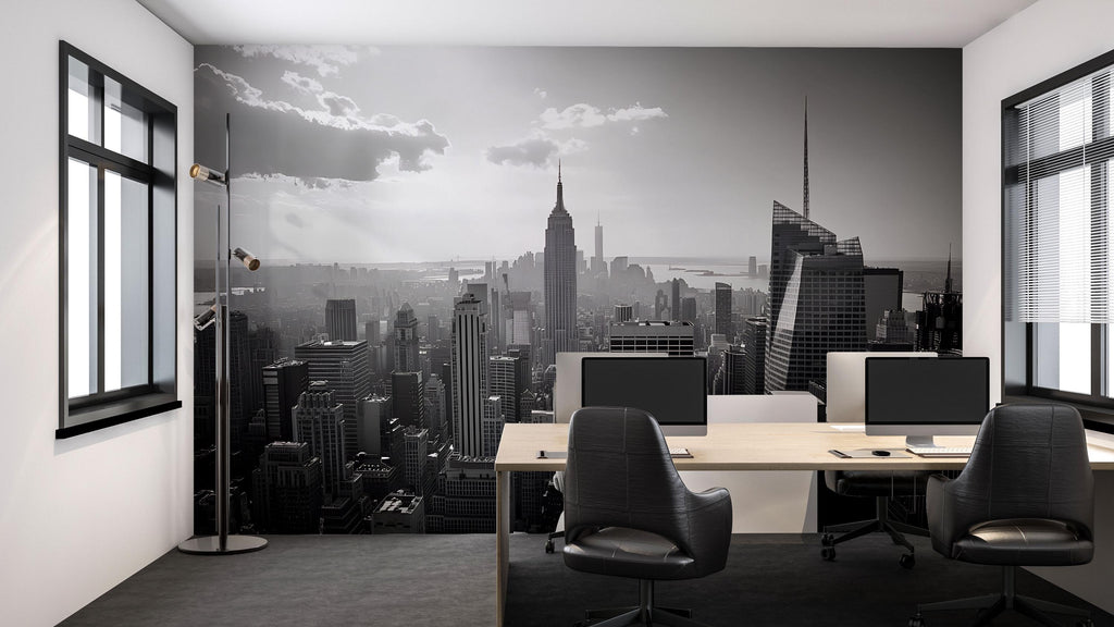 Black And White New York City Skyline Wallpaper – Modern Office Wall Mural, 3D Cityscape Wall Decor, Empire State Building Urban City Wall