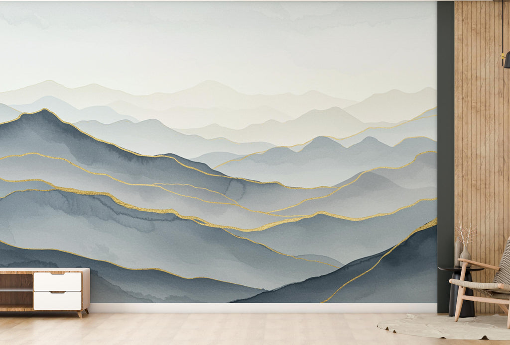 Mountain Wallpaper watercolor Peel and Stick Mountain Watercolor Wallpaper Mountain Wall Art Nature Wallpaper Minimalist Mural 889RS