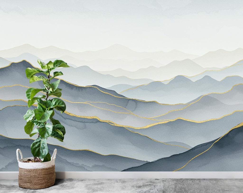 Mountain Wallpaper watercolor Peel and Stick Mountain Watercolor Wallpaper Mountain Wall Art Nature Wallpaper Minimalist Mural 889RS