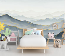 Load image into Gallery viewer, Mountain Wallpaper watercolor Peel and Stick Mountain Watercolor Wallpaper Mountain Wall Art Nature Wallpaper Minimalist Mural 889RS