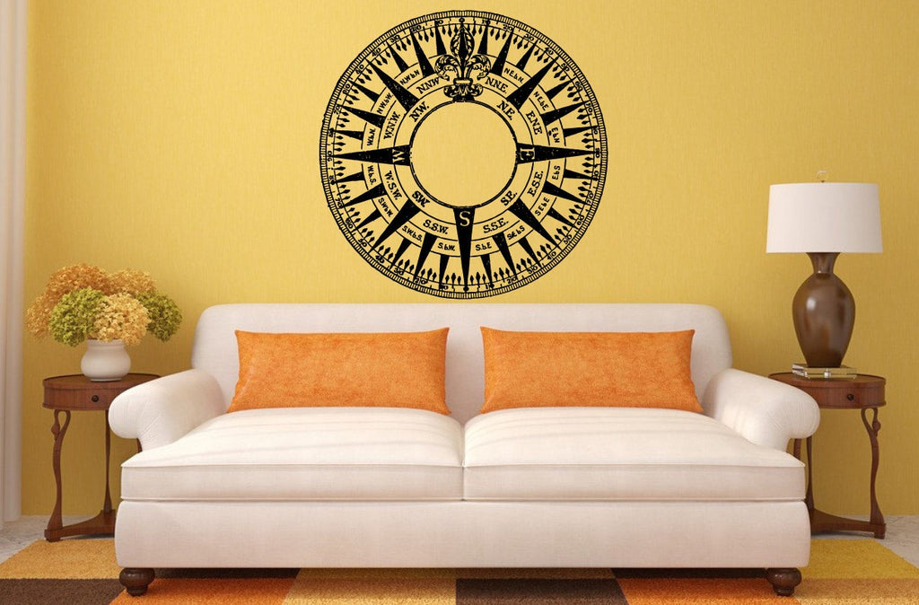 Compass Navigation Design Interior Wall Graphic Decal Sticker Vinyl Mural Leaving Bedroom Room Home Decor FREE SHIPPING L196