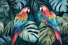 Load image into Gallery viewer, Tropical Parrot Jungle Wallpaper – Bold Colorful 3D Wall Mural Exotic Macaw Bird Nursery Kids Room Living Room Stylish Wall Décor Holiday