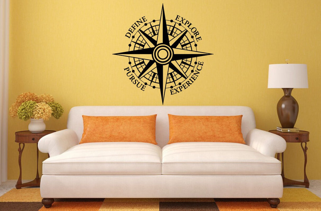 Compass Navigation Design Interior Wall Graphic Decal Sticker Vinyl Mural Leaving Bedroom Room Home Decor FREE SHIPPING L197