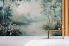 Load image into Gallery viewer, Misty River Forest Wallpaper – Dreamy Floral Landscape Wall Mural Stylish Nature 3D Wallpaper for Modern Bold Room Décor Holiday Gift Wall