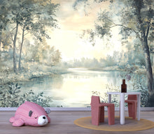 Load image into Gallery viewer, Forest River Nursery Wallpaper – Calm Landscape Wall Mural for Baby Room Bedroom Living Room Stylish 3D Nature Wallpaper Modern Bold Wall