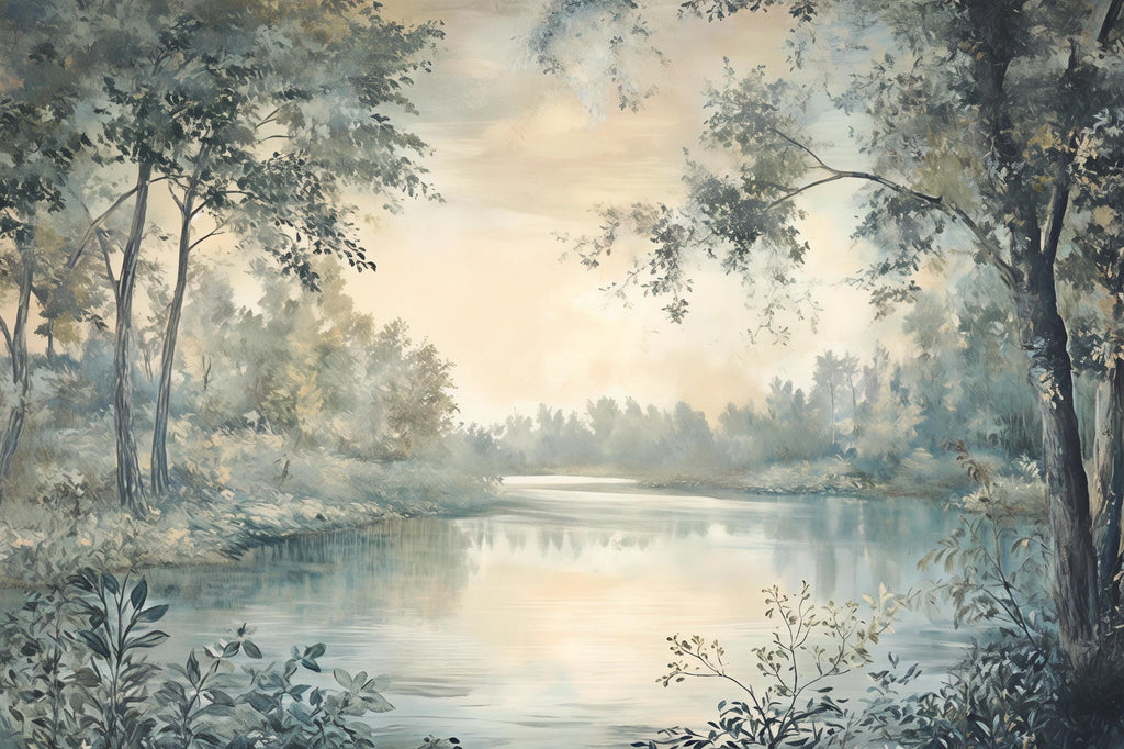 Forest River Nursery Wallpaper – Calm Landscape Wall Mural for Baby Room Bedroom Living Room Stylish 3D Nature Wallpaper Modern Bold Wall