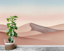 Load image into Gallery viewer, Desert Watercolor Sunset Wallpaper Mural – Elegant Warm Toned Dune Landscape with Cactus &amp; Mesas – Terracotta Peach Wall Art Decor 859RS
