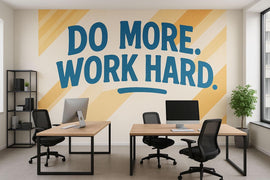 Motivational Office Wall Mural Wallpaper – Do More Work Hard Modern Quote Wall Decor for Home Office Workspace Classroom Gym Studio