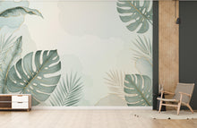 Load image into Gallery viewer, Tropical Leaf Wallpaper Watercolor Wall Mural – Tropical wall decor leaf wall decal, wall art Kids Room or Nursery 891RS