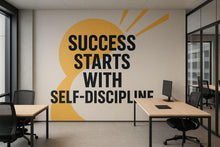 Load image into Gallery viewer, Success Starts With Self-Discipline Motivational Office Wall Mural – Modern 3D Peel And Stick Wallpaper For Workspace Decor, Stylish Bold